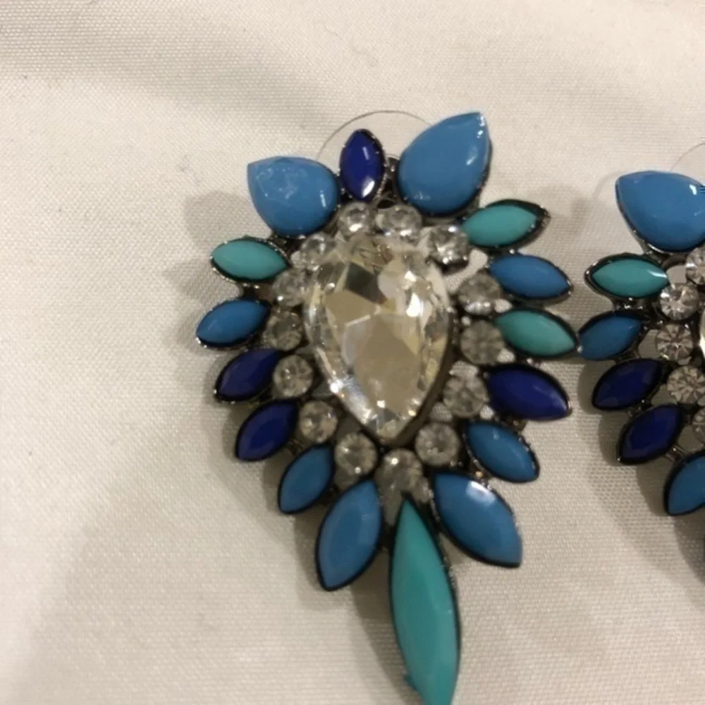 Post Top Blue Combo Stone Earrings